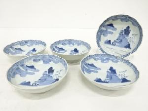 古伊万里　染付　山水　なます皿　5客揃